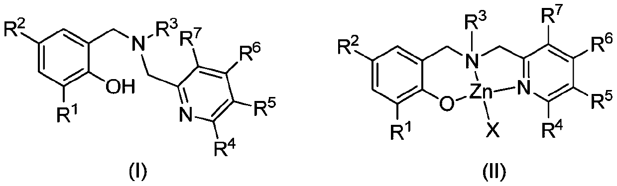 Aminophenolate zinc complex containing pyridine ring as well as preparation method and application thereof