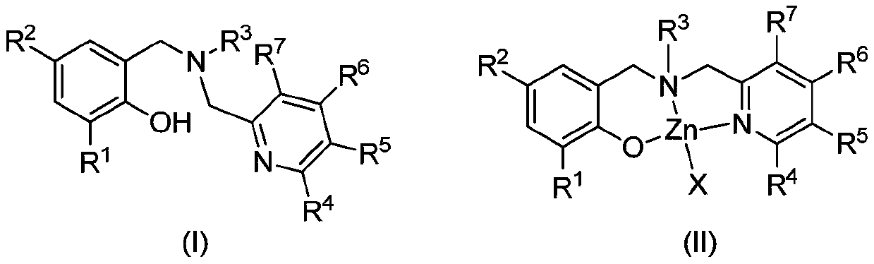 Aminophenolate zinc complex containing pyridine ring as well as preparation method and application thereof