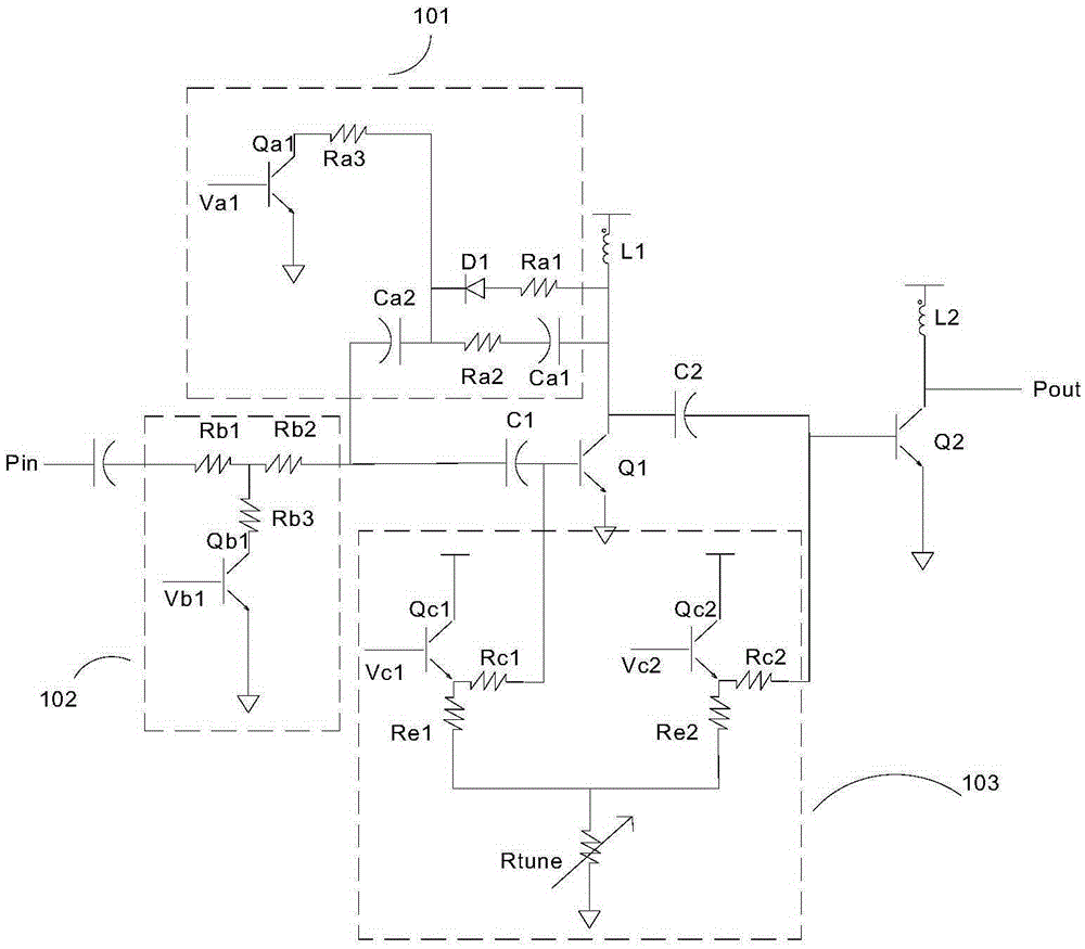 Power amplification electric appliance gain switching circuit