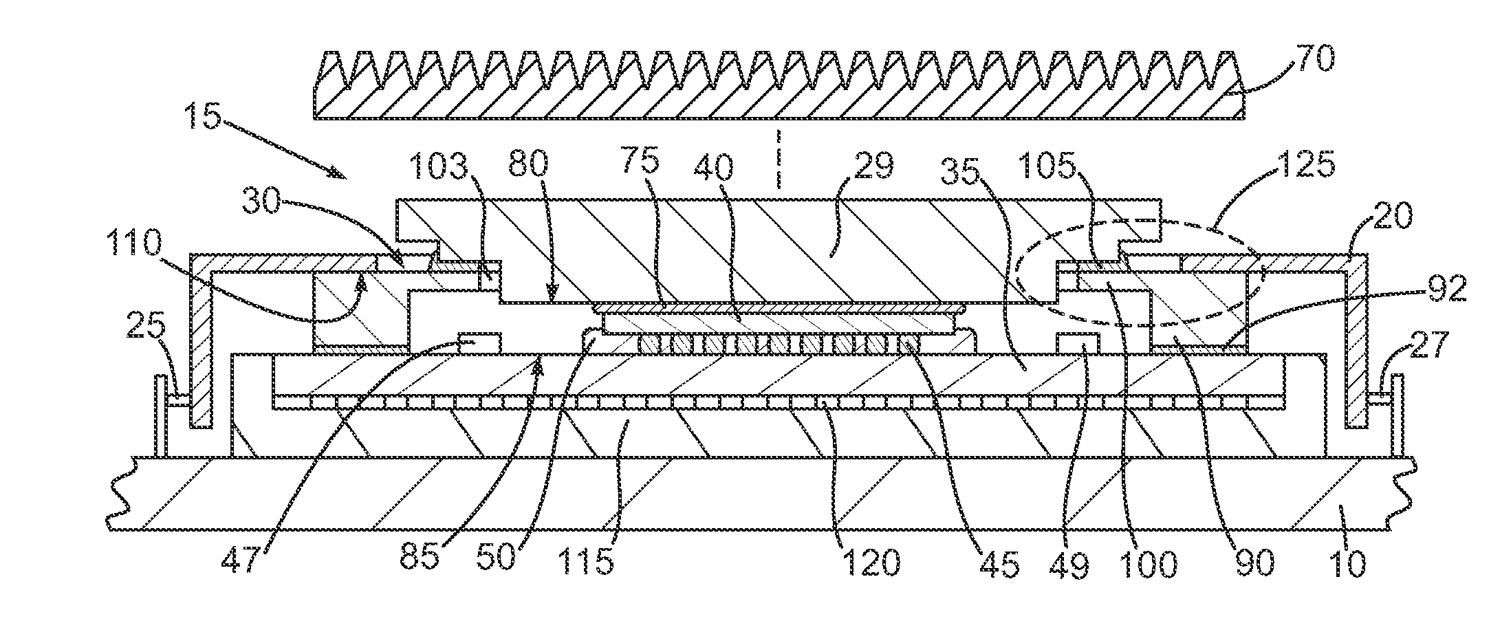 Semiconductor Chip Package with Stiffener Frame and Configured Lid
