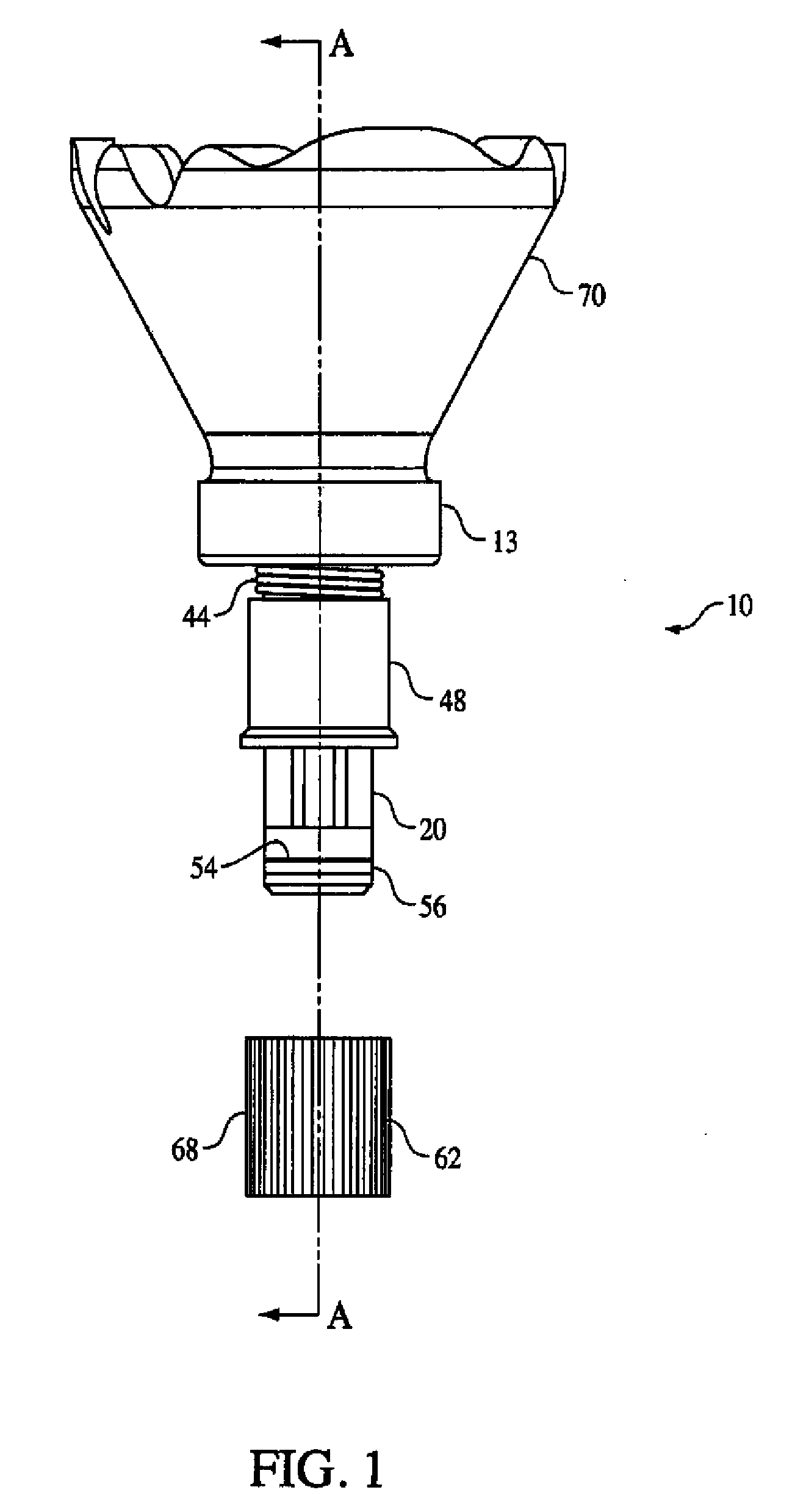 Device with flat-sided outlet for controlling anesthetic flow