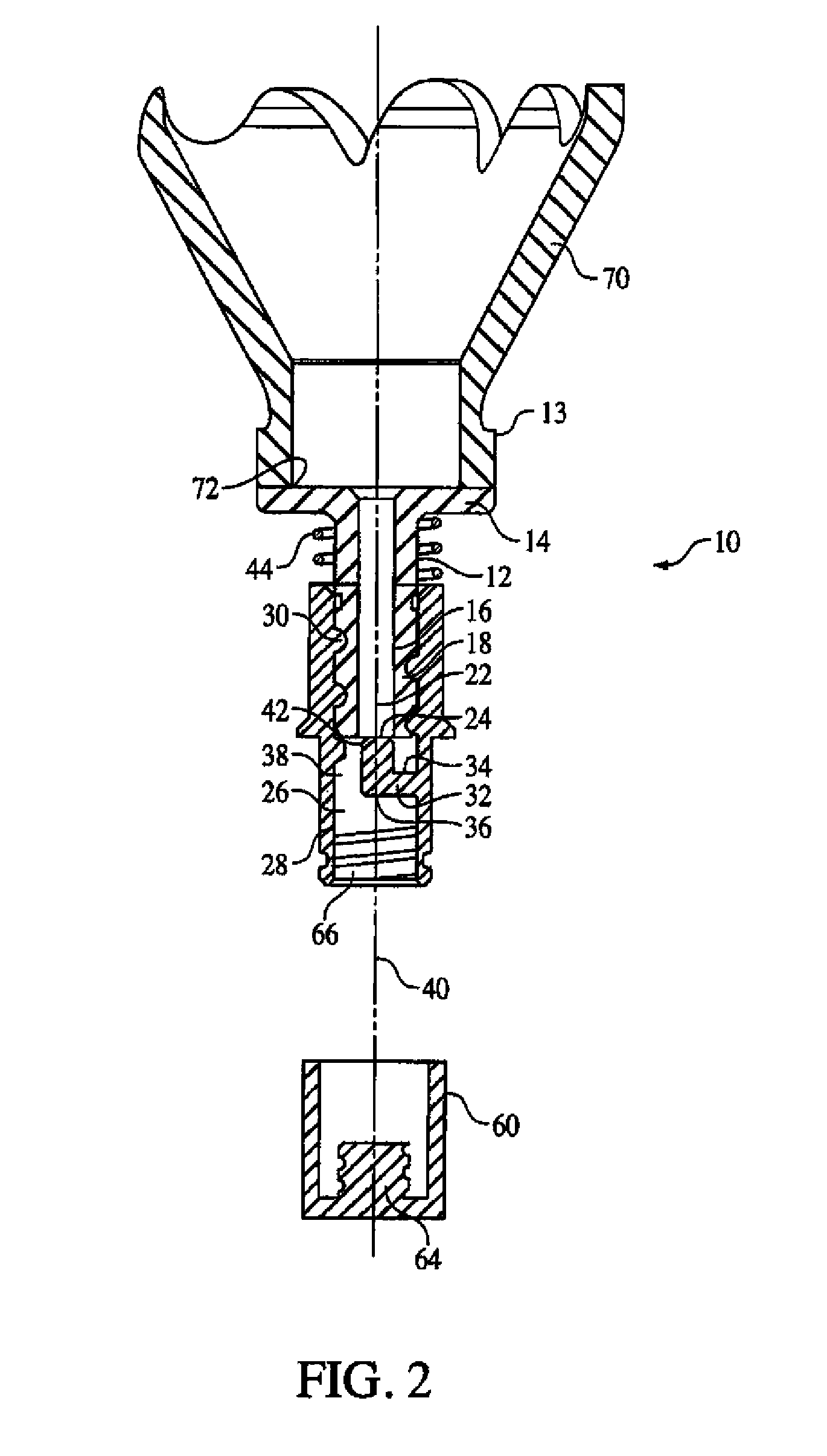 Device with flat-sided outlet for controlling anesthetic flow