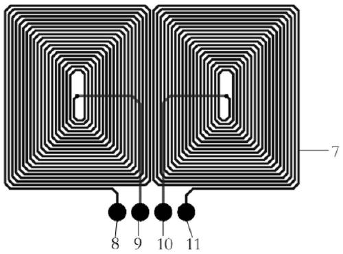 Double-layer symmetrical differential plane eddy current detection sensor