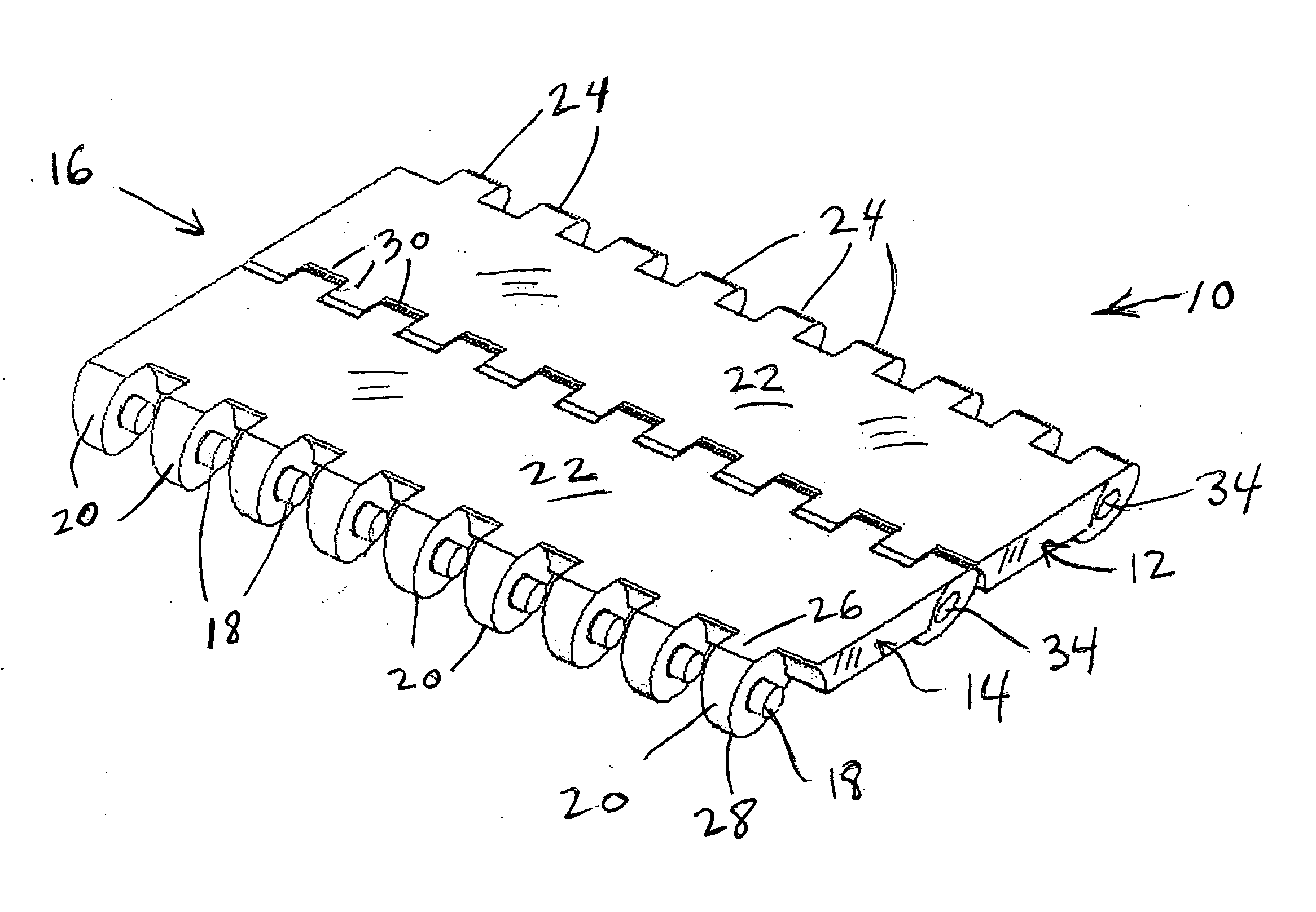 Rodless modular conveyor belt