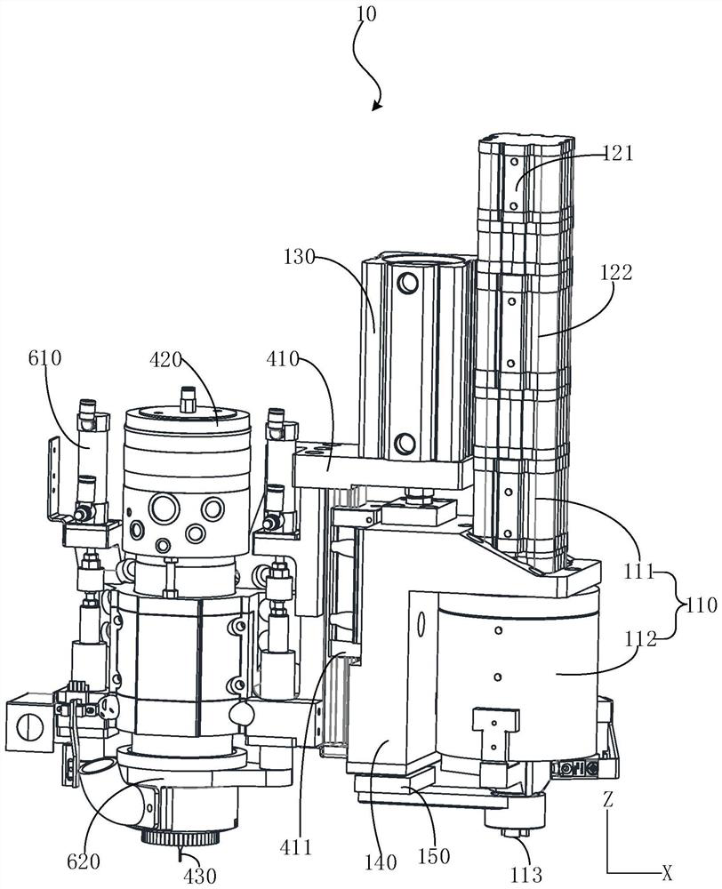 Nailing device, machining equipment and method for inserting workpiece