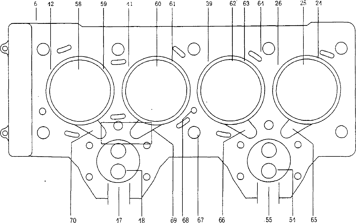 Novel pumping pressure four-stroke four-cylinder layering vortex combustion energy-saving gasoline engine