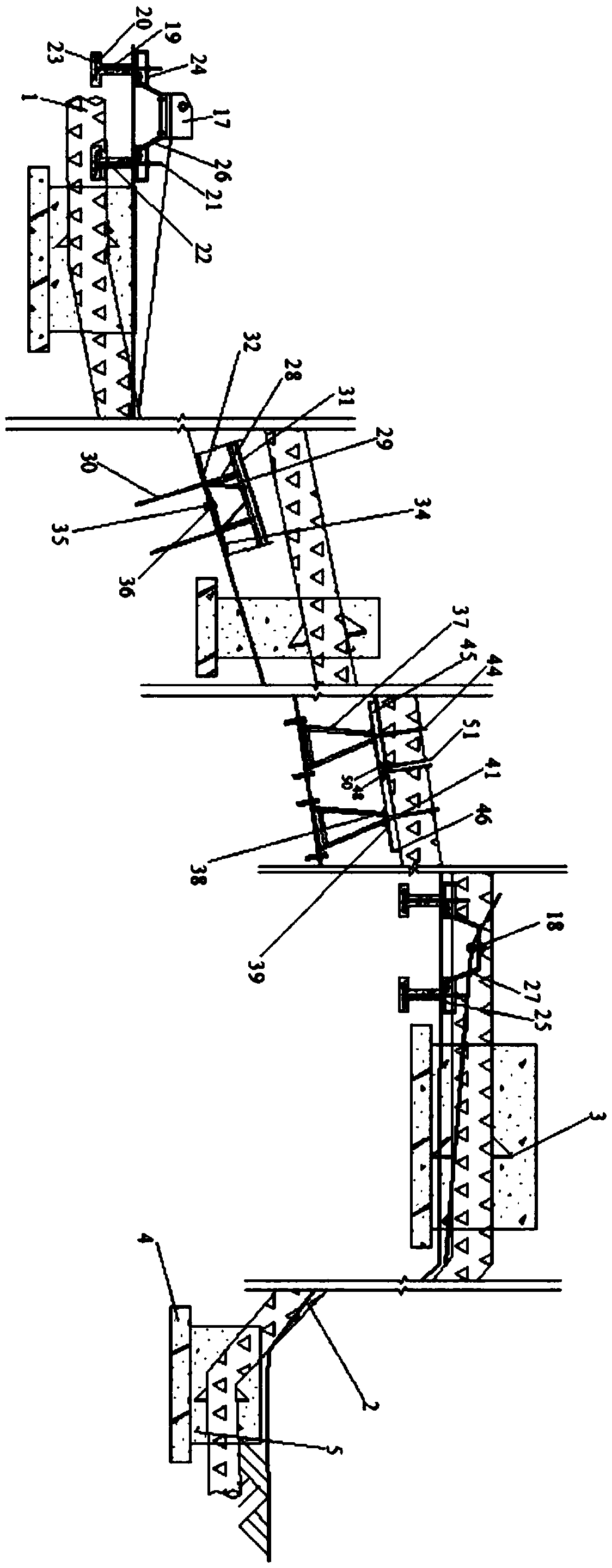 Pipe structure and its installation method for cross-rock section