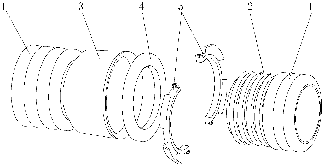 Anti-dropping sealing structure connected between corrugated pipes