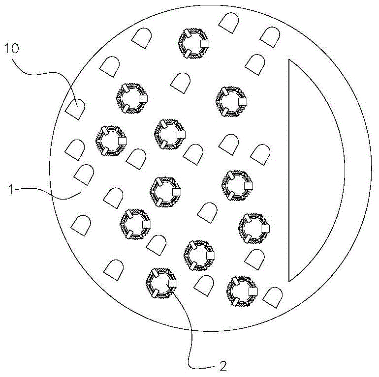 Disc-shaped flow-distributing damping float valve tower disc