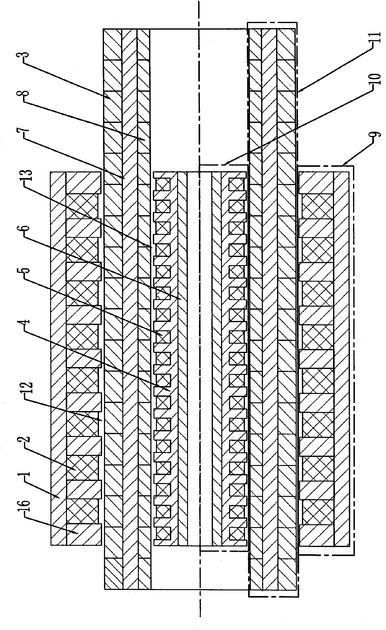 Cylindrical linear motor with double-layer air gaps