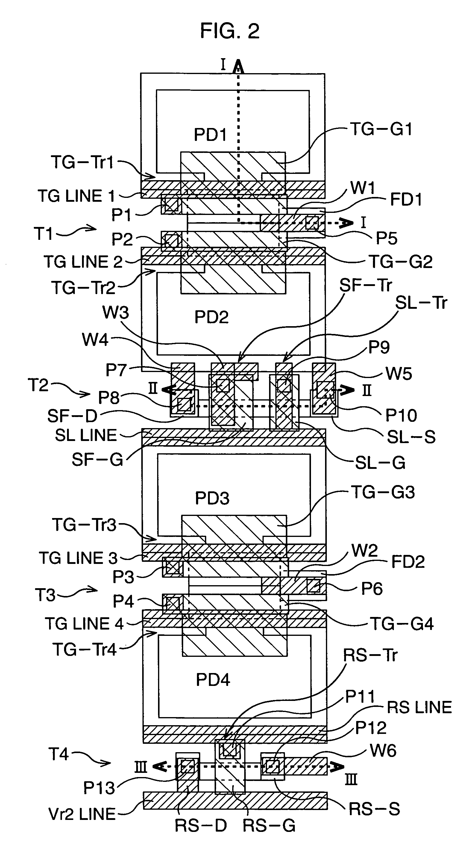 Semiconductor imaging device having a plurality of pixels arranged in a matrix-like pattern