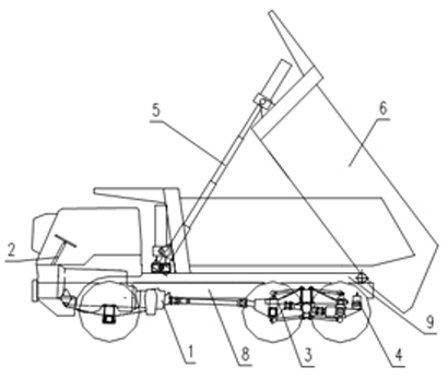 Off-highway dump truck for reducing abrasion and prolonging service life of plate spring