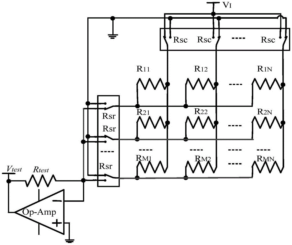 Resistive sensor array read-out circuit based on two-wire system equipotential method