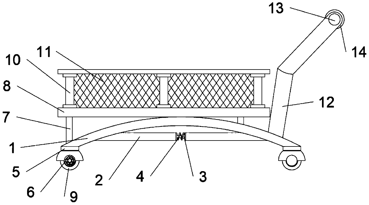 A shock-absorbing logistics trolley