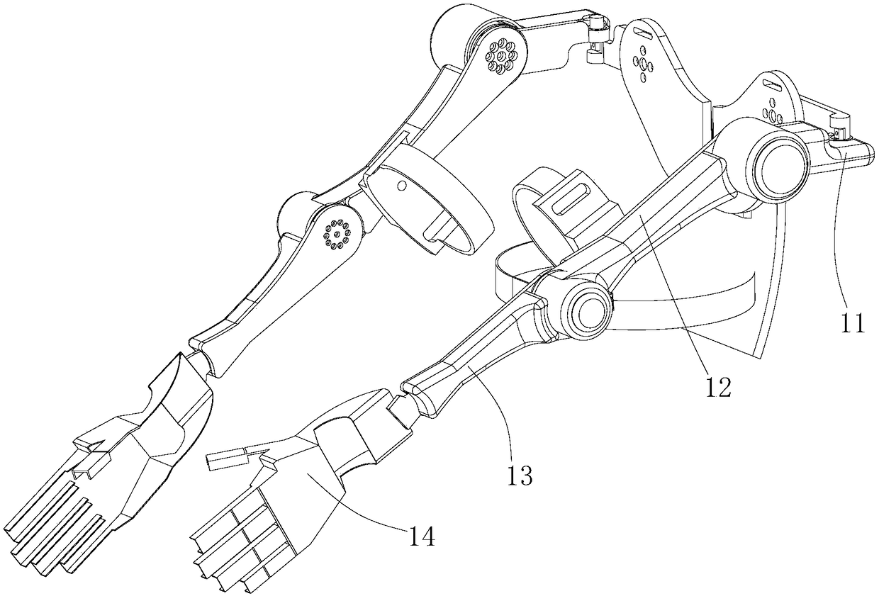 Upper limb structural component conforming to human body bionics design of exoskeleton robot