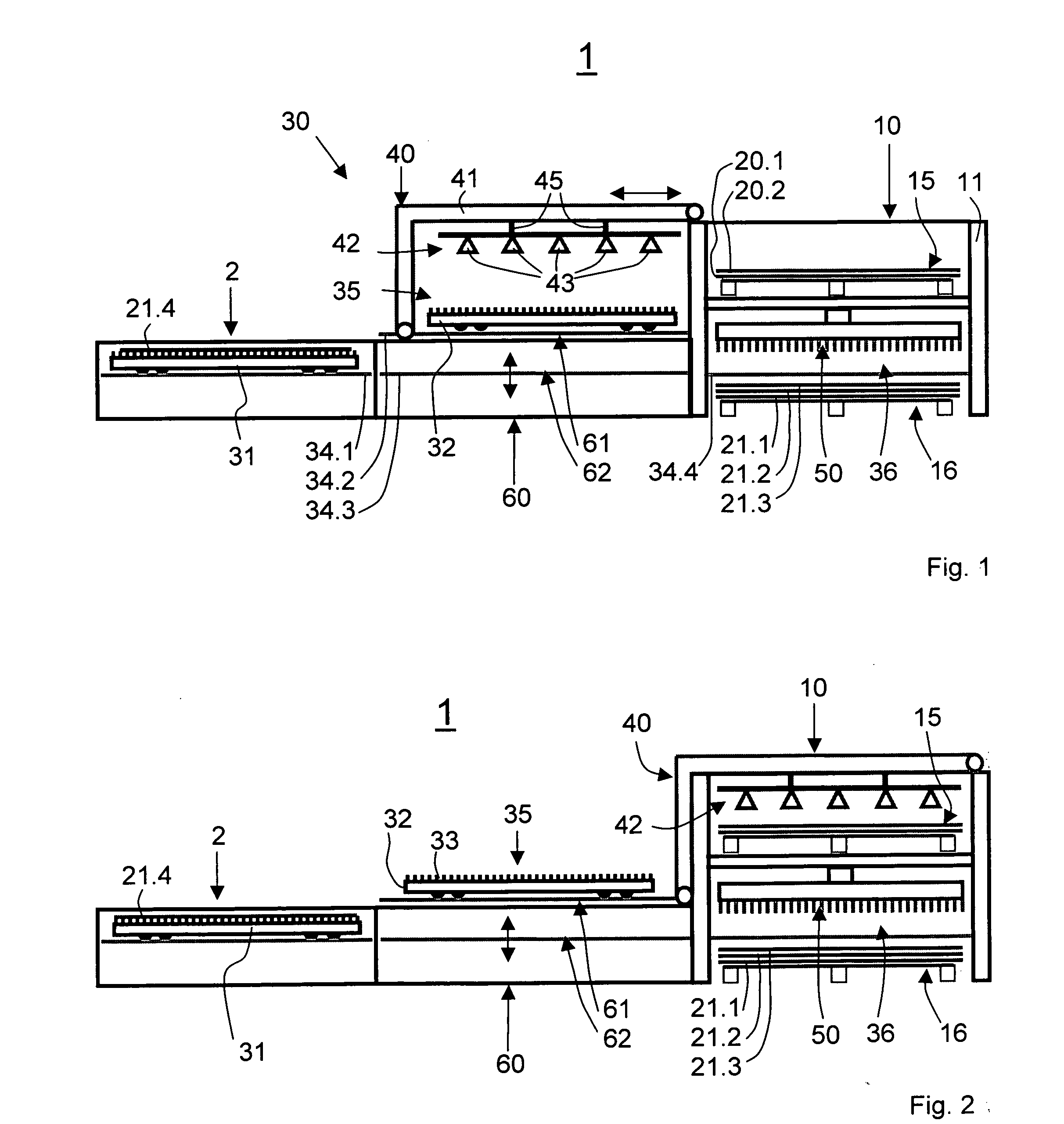 Device and method for loading and unloading a machining machine for machining boards