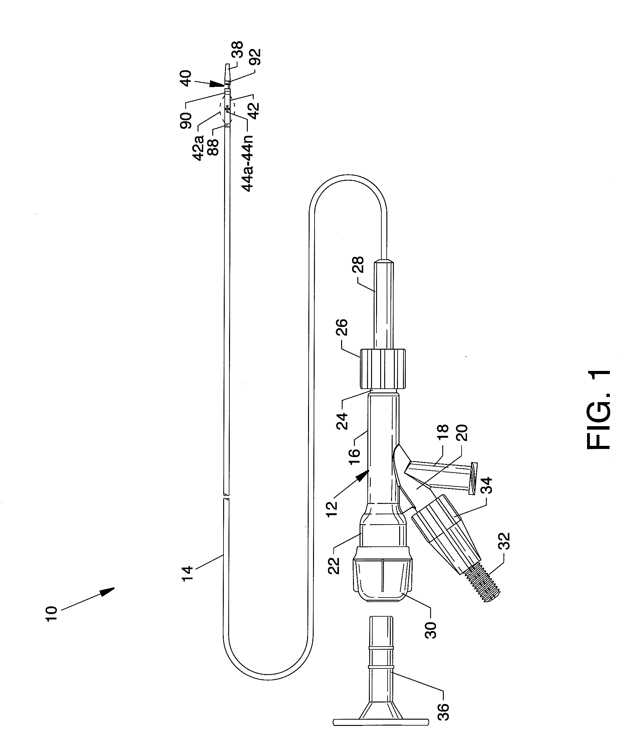 Rheolytic thrombectomy catheter with self-inflating proximal balloon with drug infusion capabilities