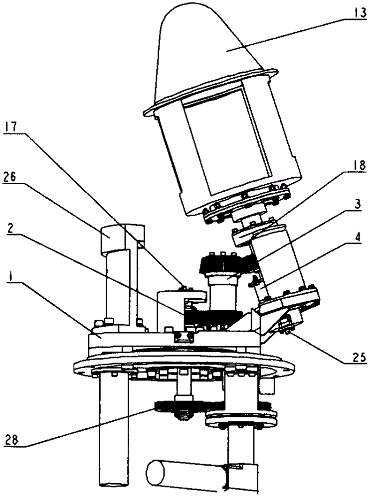 Mechanical cone scanning and polarization adjusting mechanism used for feed source