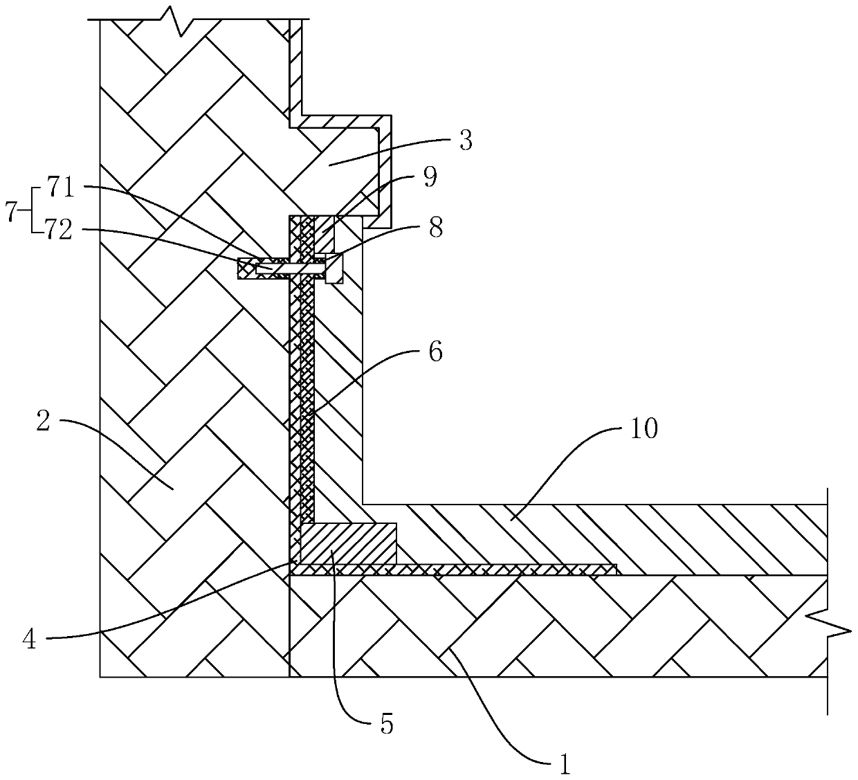 Parapet wall waterproof structure and construction method thereof