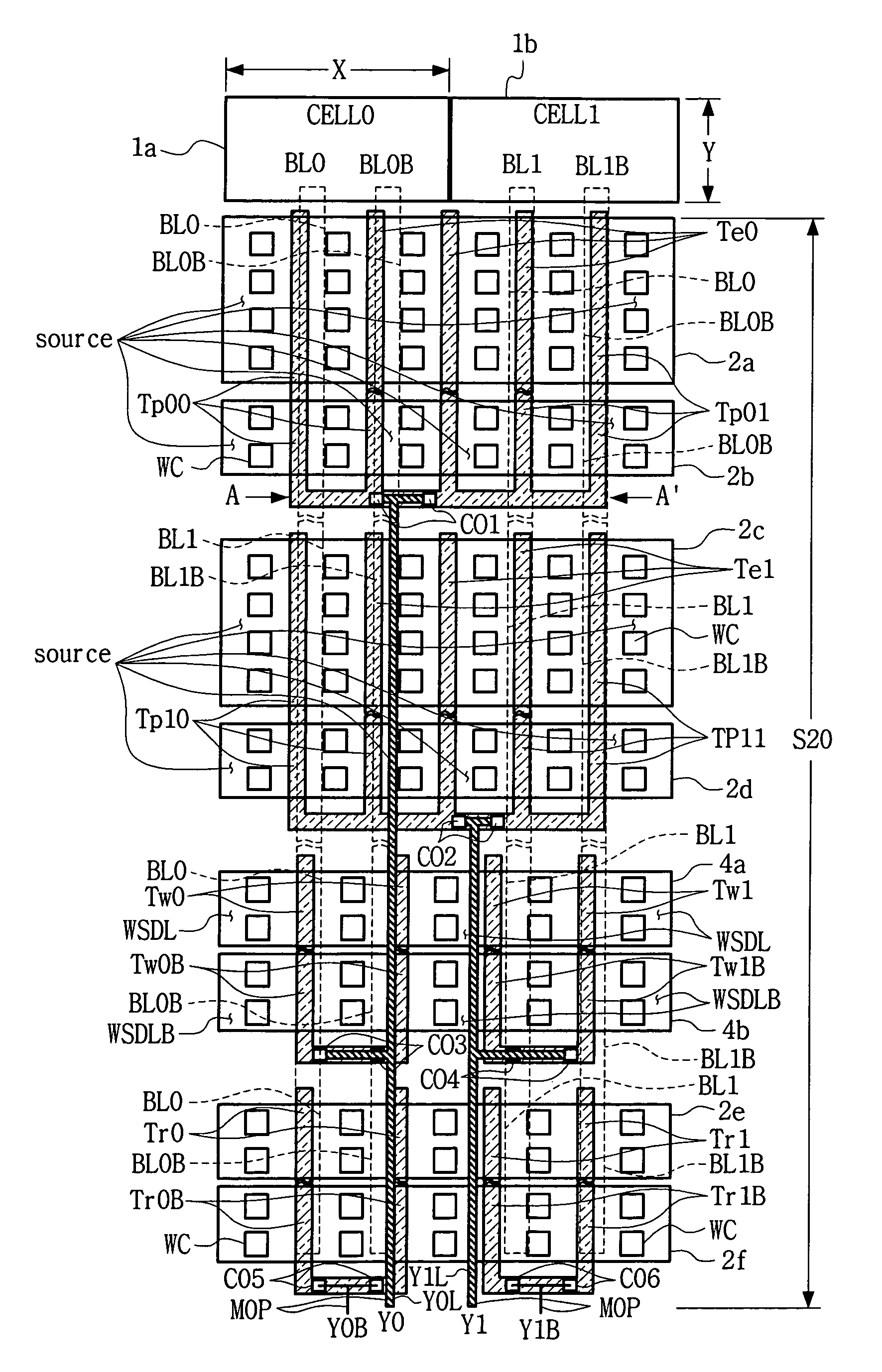 Circuit wiring layout in semiconductor memory device and layout method
