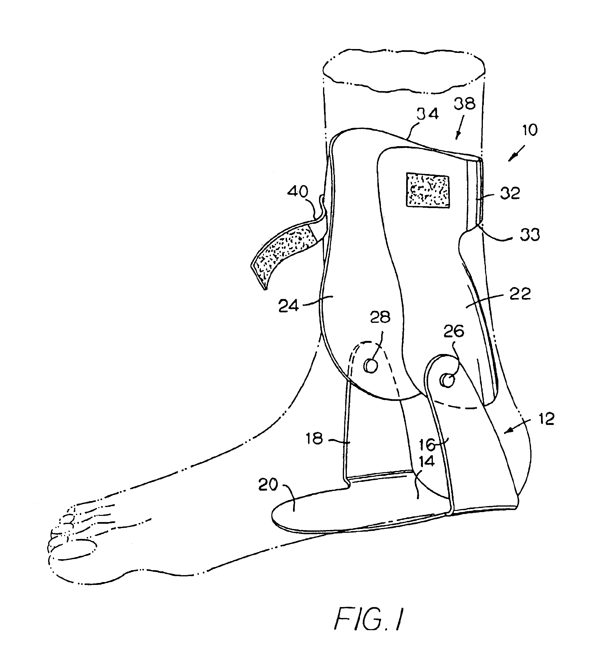 Ankle brace with cuff and strap