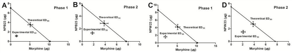 Application of combination of neuropeptide b23/w23 and morphine in the preparation of analgesic drugs