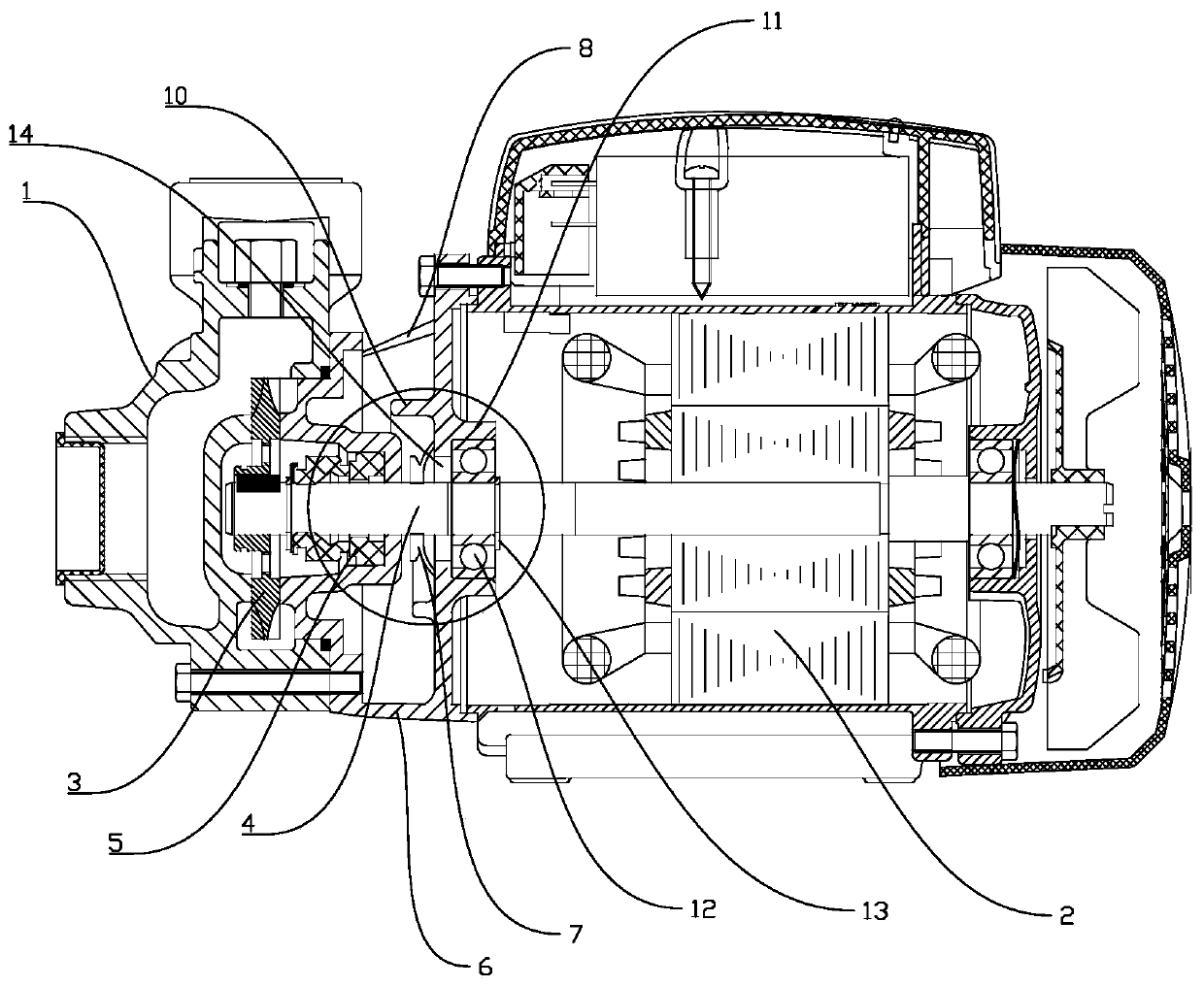 Water retaining ring structure of water pump