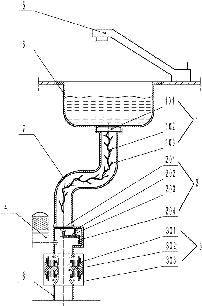 Anti-blocking and purifying device for sewer pipe of kitchen sink