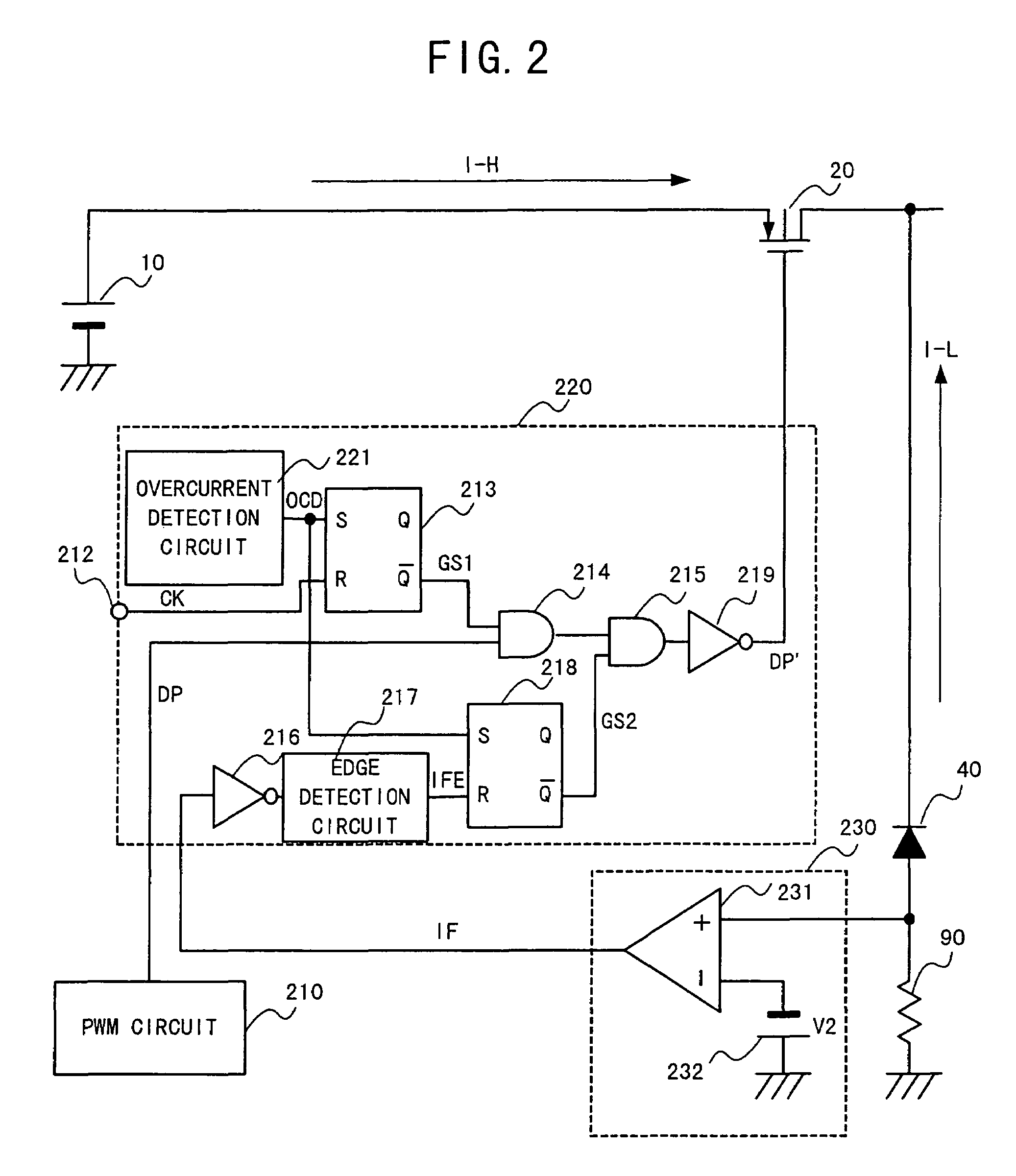 Switching power supply circuit and overcurrent protection method for the switching power supply circuit