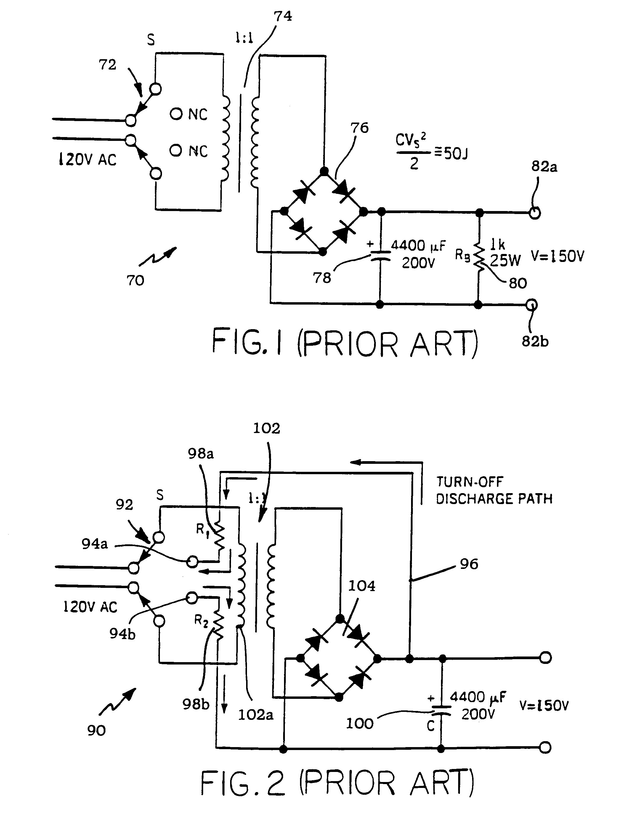 Automatic capacitor discharge for power supplies