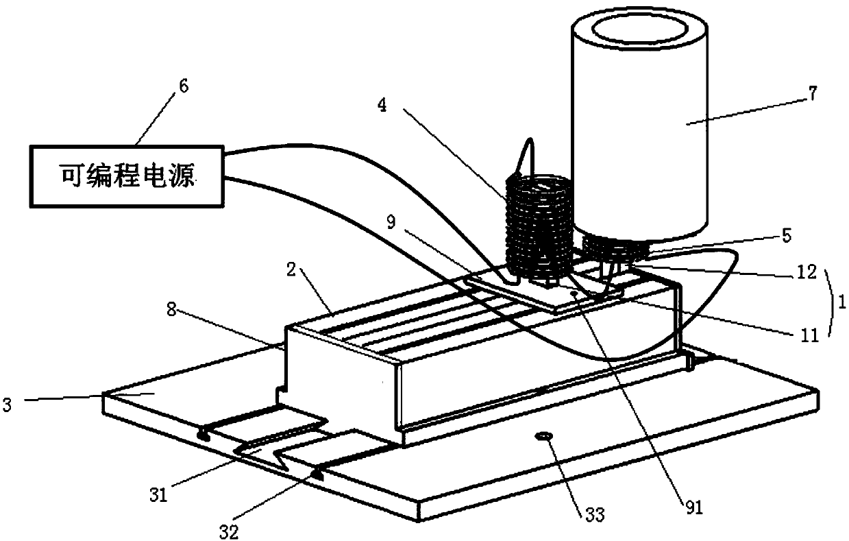 Magnetic treatment device and method for modification of hot pressing coring type iron-based diamond drill bit