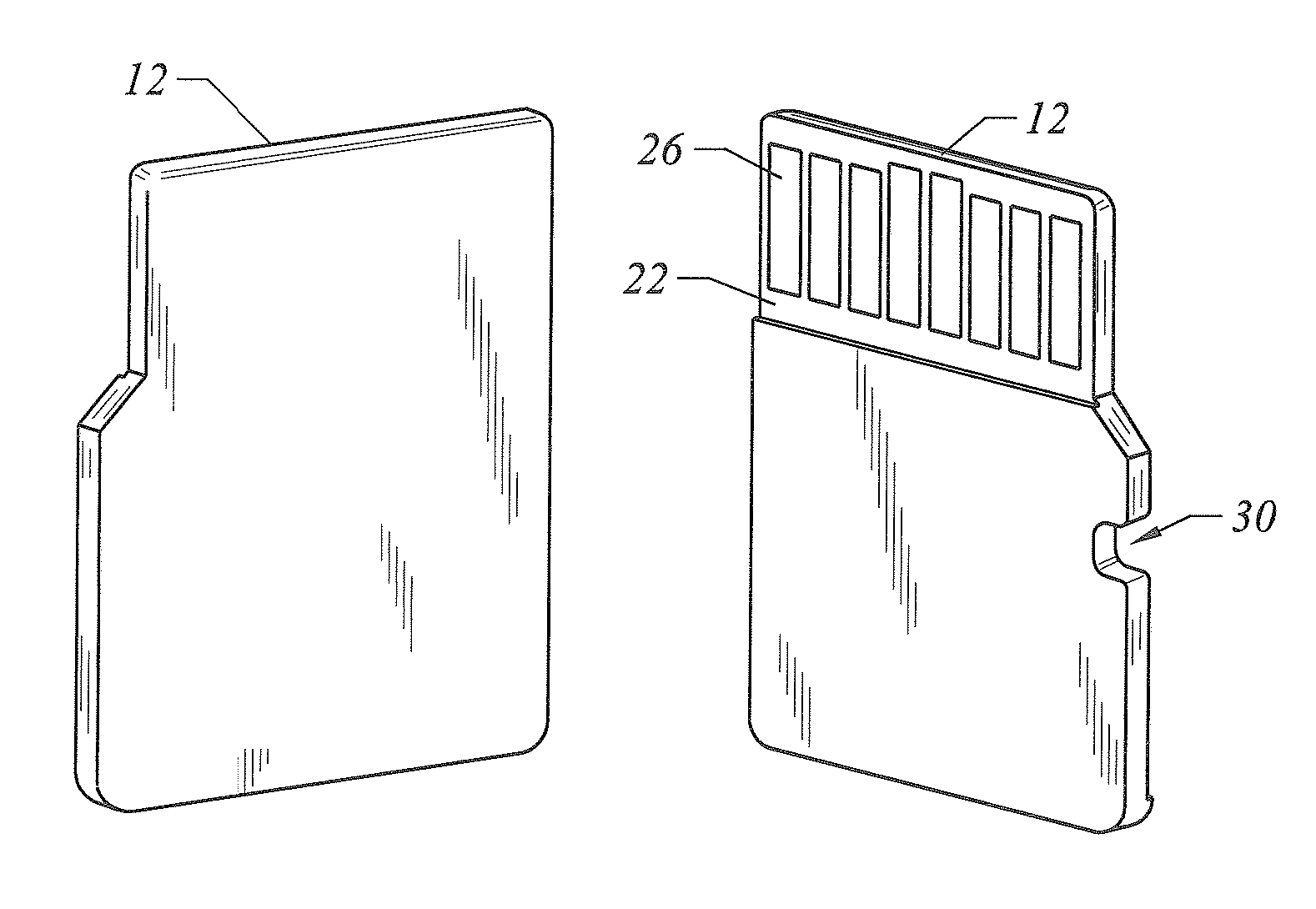 Peripheral card with sloped edges