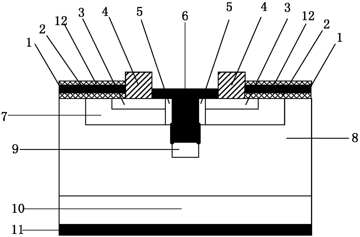 U-type source slot VDMOSFET device with Schottky diode