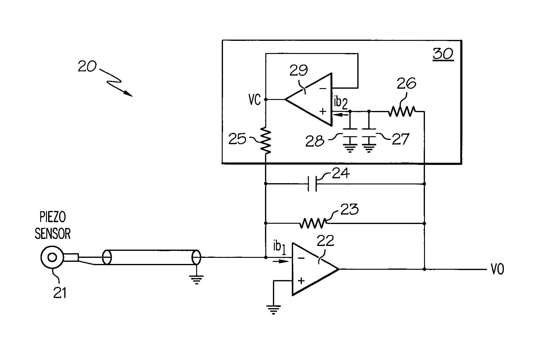 Apparatus for reducing offset voltage drifts in a charge amplifier circuit