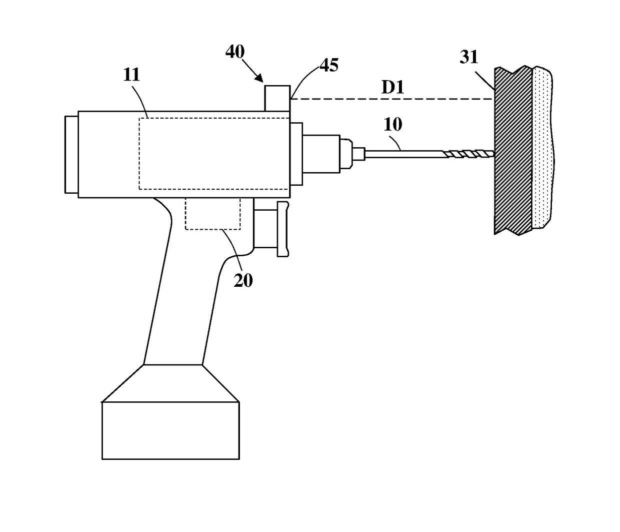 Surgical drill and method of controlling the automatic stop thereof