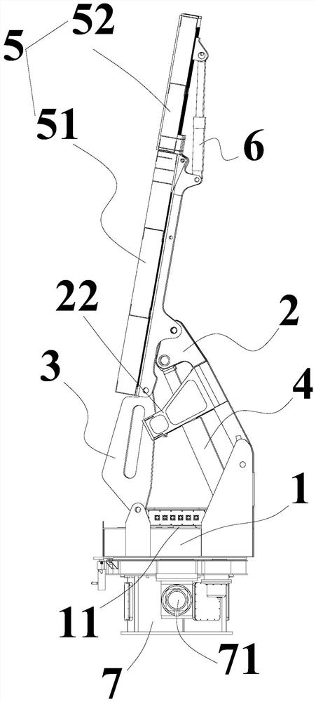 Radar antenna lifting mechanism with antenna fixedly connected to connecting rod