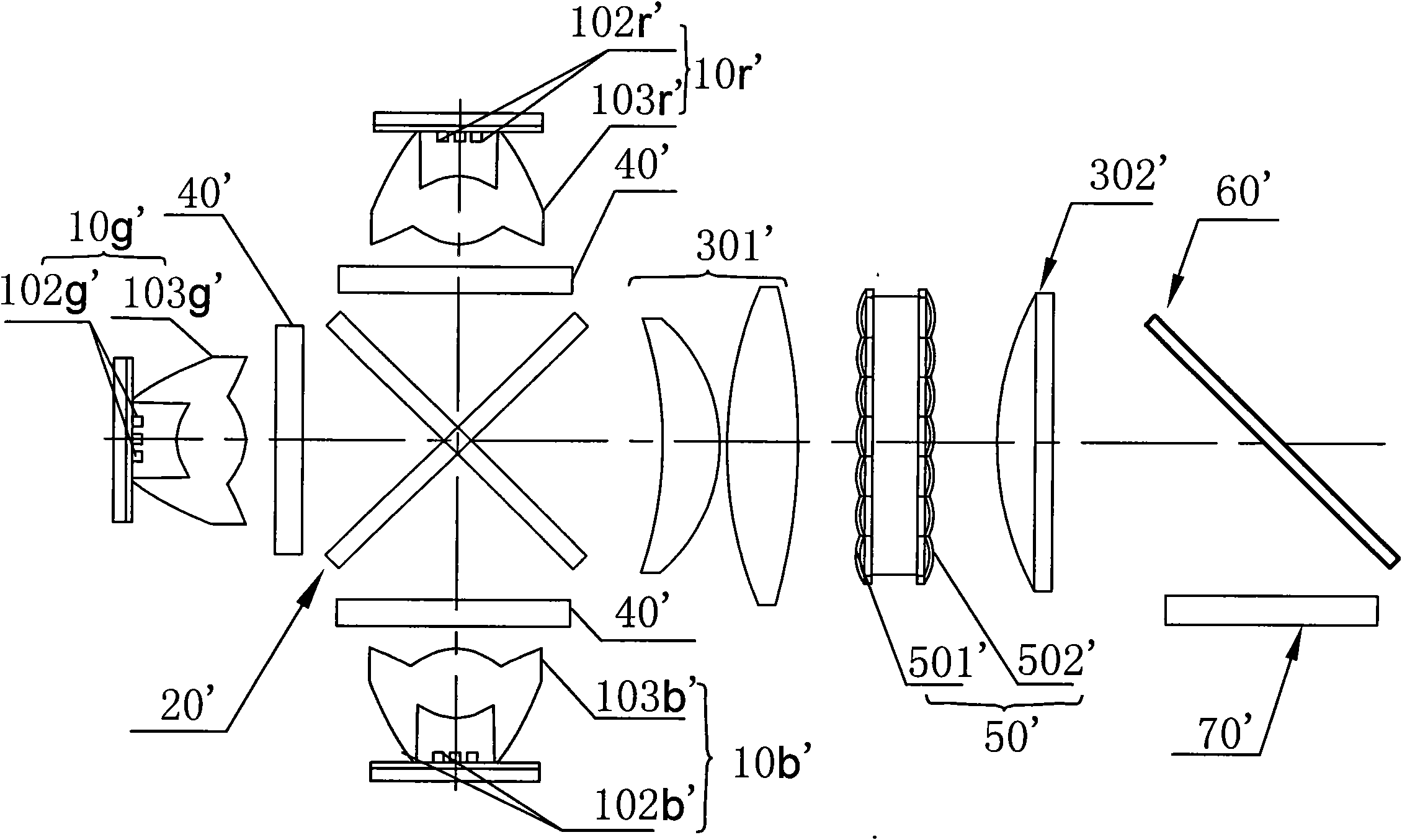 Efficient miniature projection optical engine