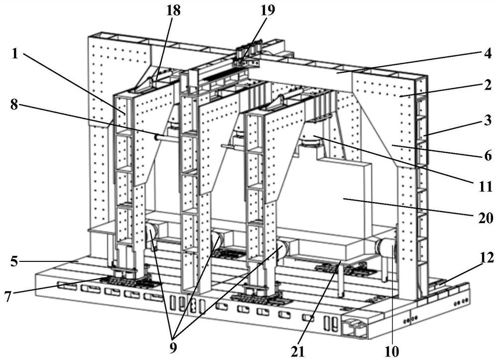 Adjustable three-dimensional loading test system for reinforced concrete members of different sizes and shapes