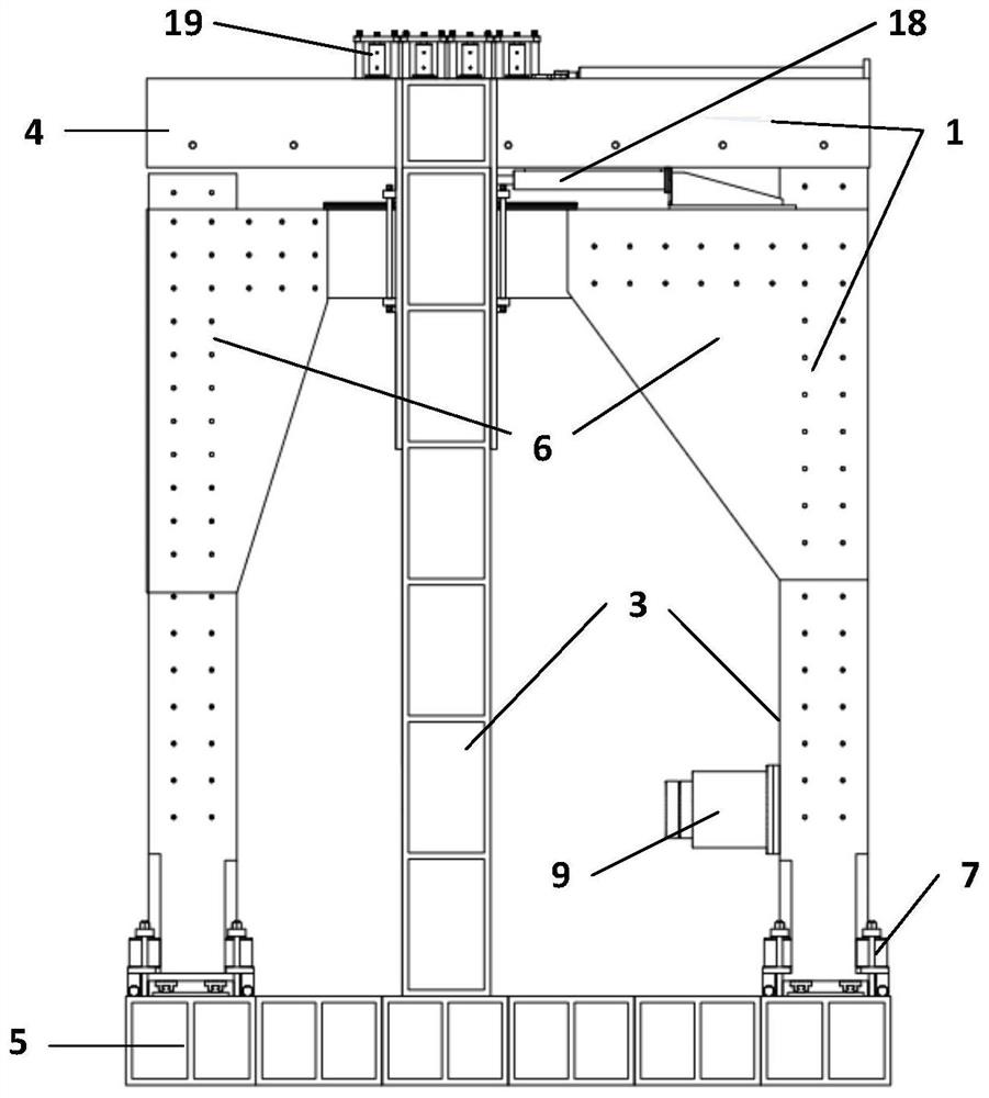 Adjustable three-dimensional loading test system for reinforced concrete members of different sizes and shapes