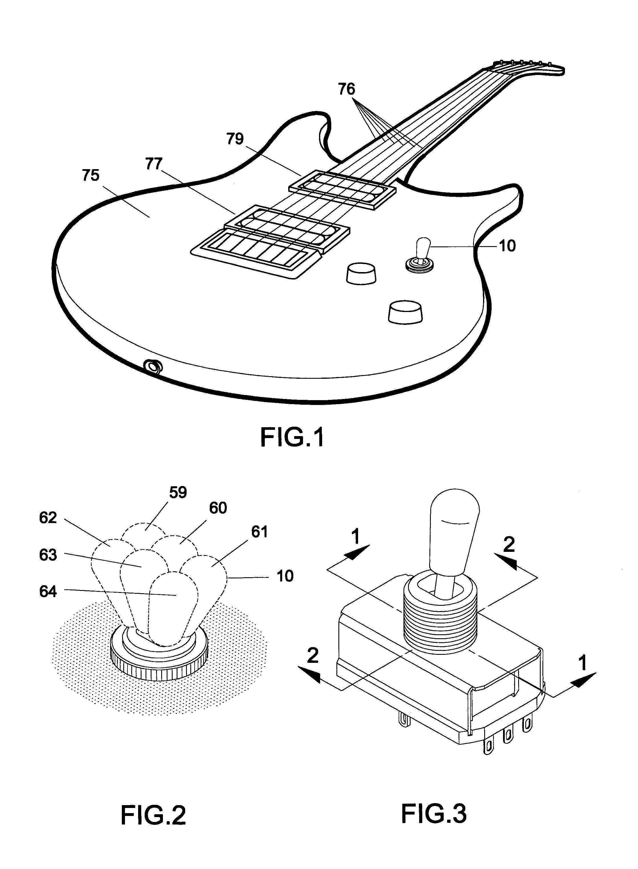 Bi-directional switch apparatus with electric guitar applications