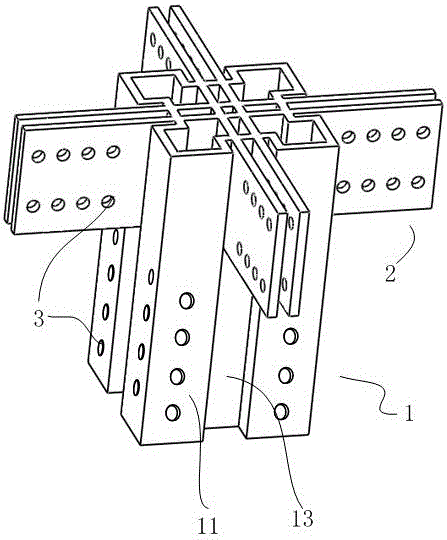 Beam and center post connecting piece for prefabricated building