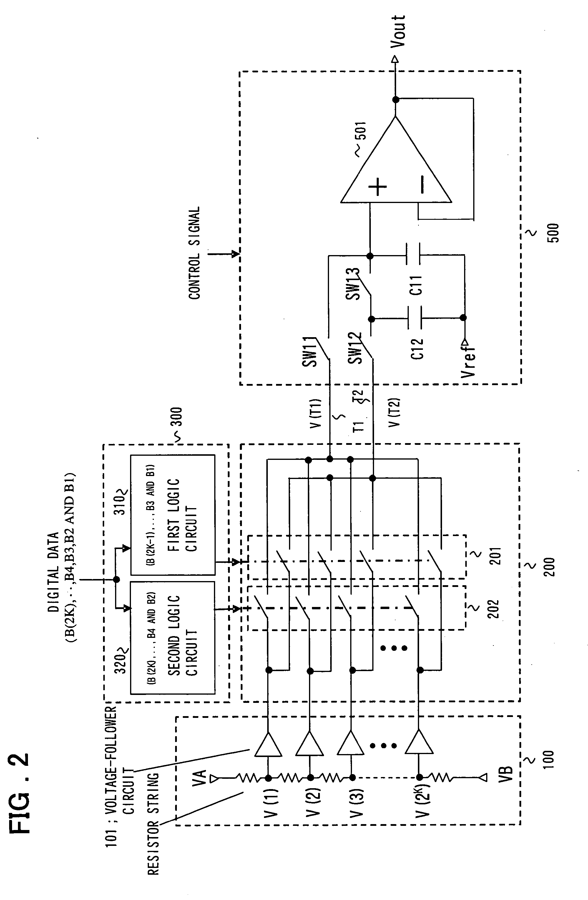 Digital-to-analog converting circuit and display device using same