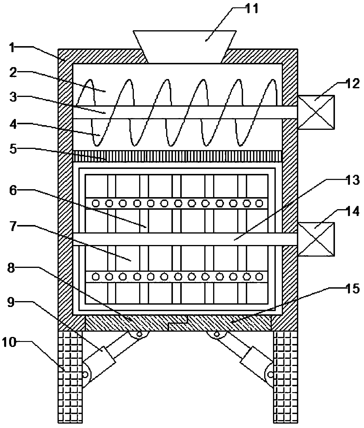 Stirring device capable of uniform feeding used for feed production
