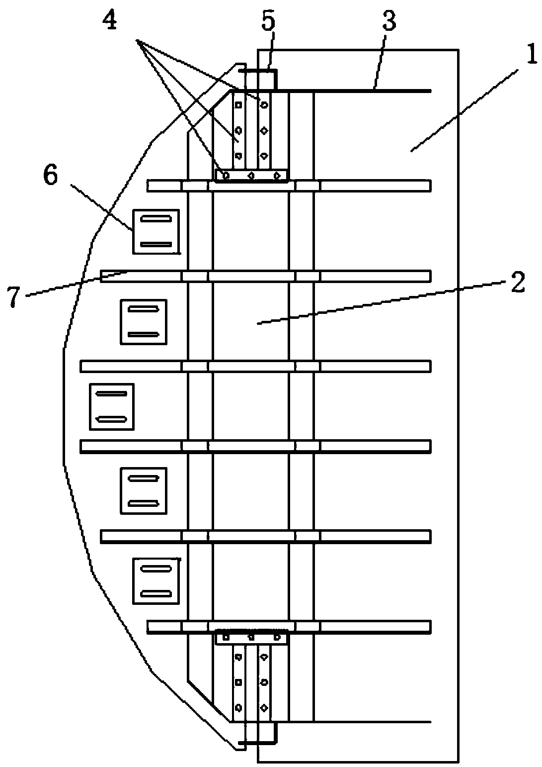 A waste heat boiler flue automatic pressure relief baffle structure