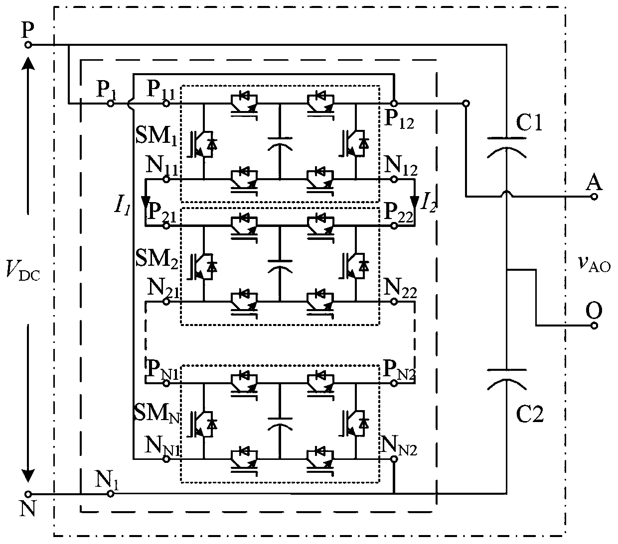 Half-bridge modular multilevel single-phase inverter and modulation method