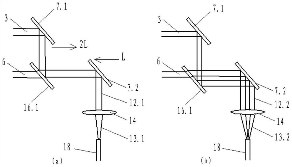 Double-beam coupling water guide machining head device and machining method