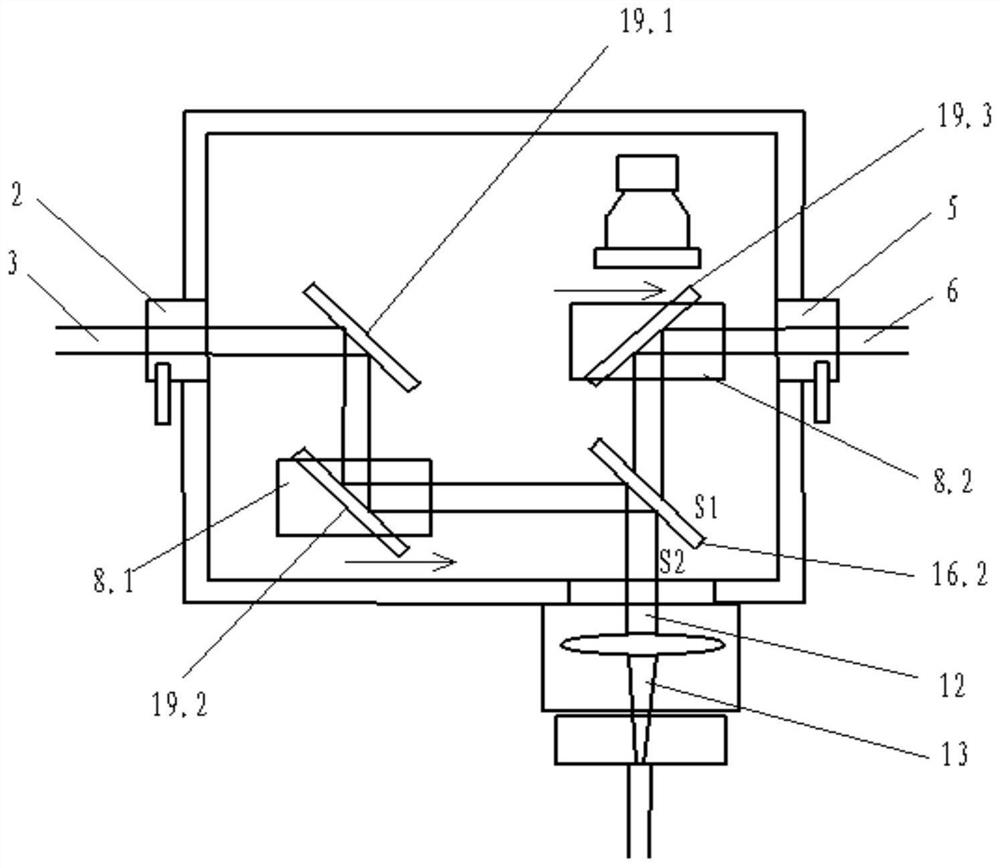 Double-beam coupling water guide machining head device and machining method