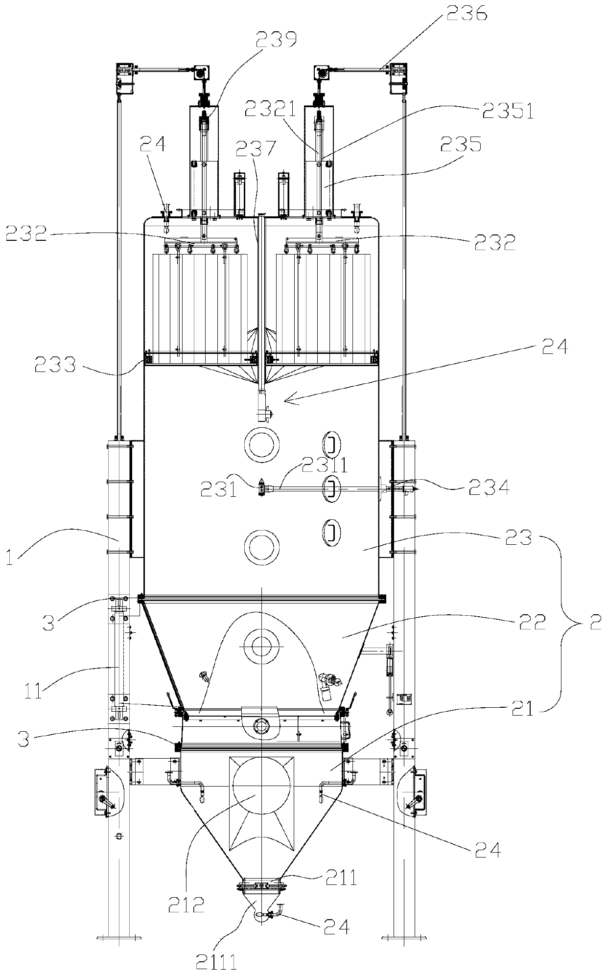 Easy-to-clean fluid bed granulator and cleaning method thereof