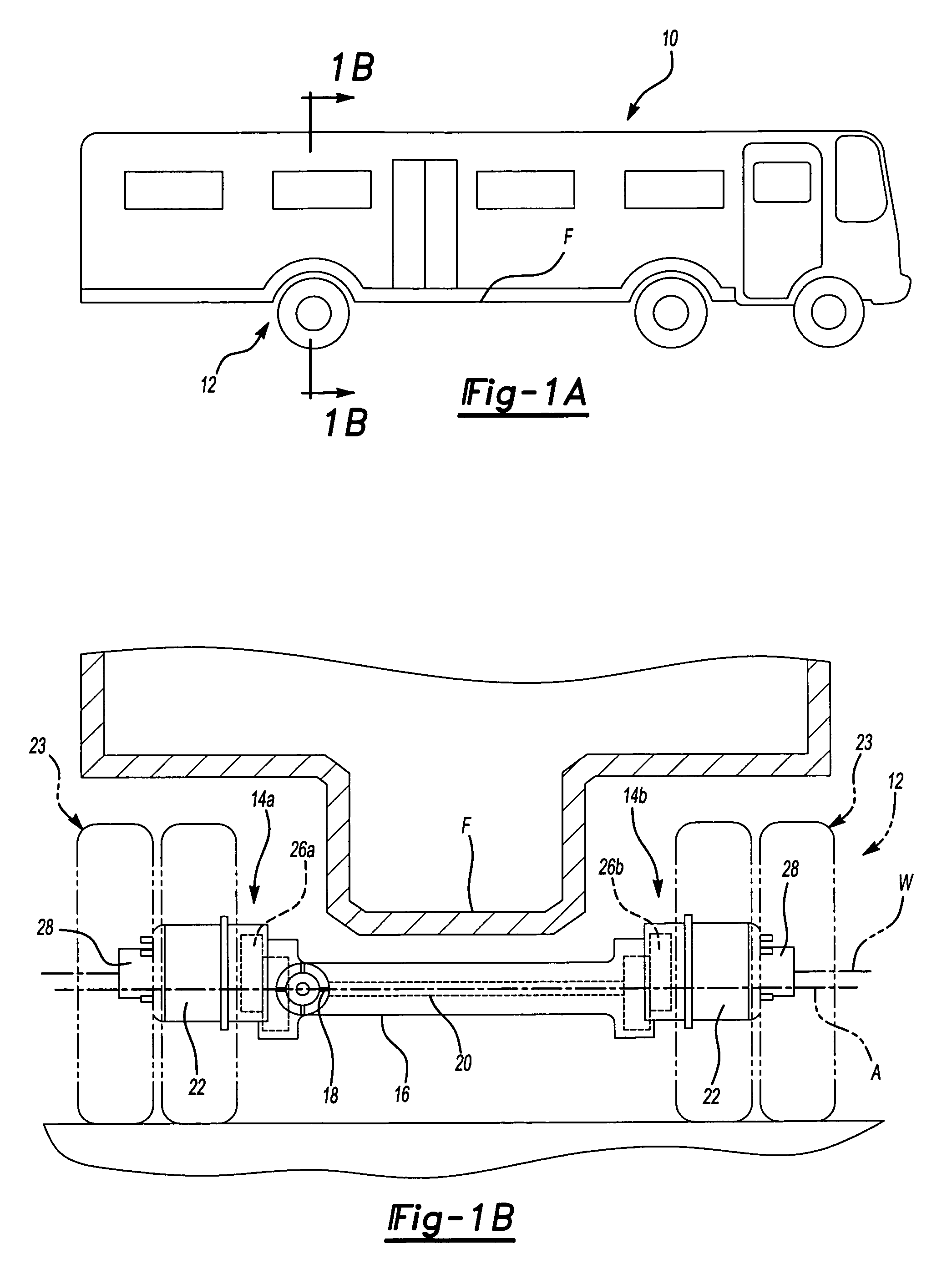 Inverted portal axle configuration for a low floor vehicle