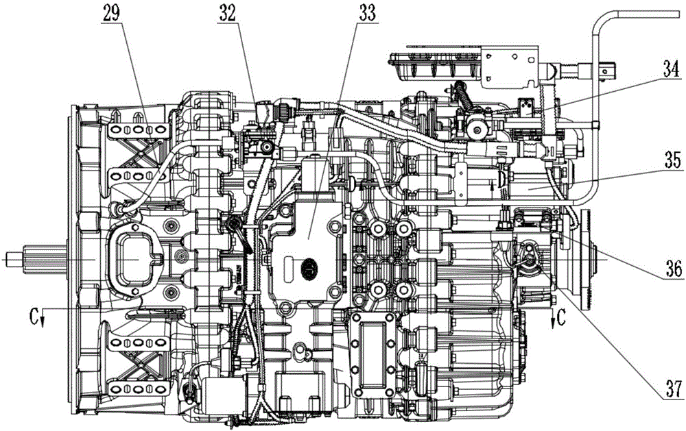Heavy 12-gear AMT transmission assembly